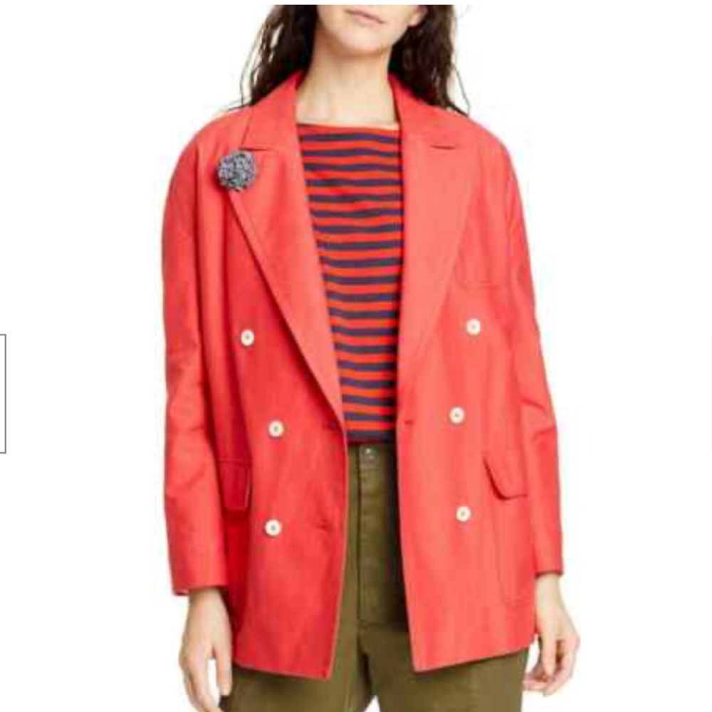 Alex Mill Double Breasted Oxford Blazer in tomato, size S